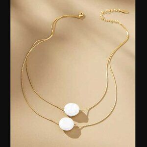 New Anthropologie double layer gold pearl necklace